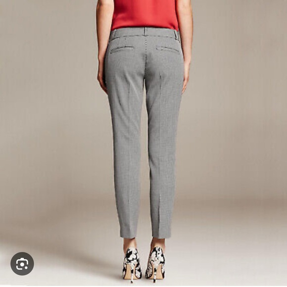 Banana Republic Sloan Fit Stretch Ankle Pant, Black & White Houndstooth Size 4 - Picture 8 of 9